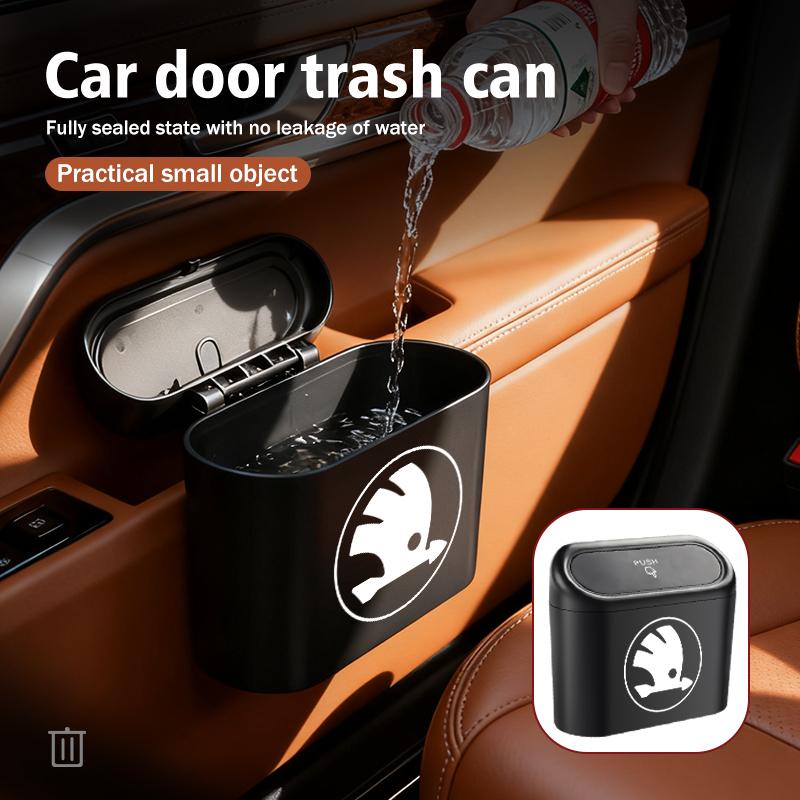 ATSS5 For Skoda Car Seat Back Hanging Trash Can Dust Box Waterproof Storage Accessories Fabia 1 2 Octavia a7 RS Superb Rapid Yeti