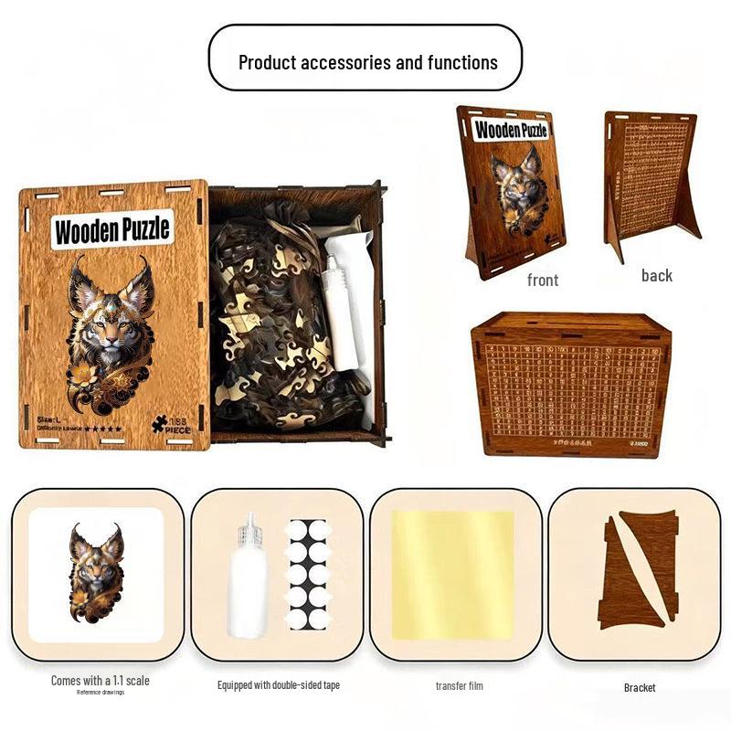 HOOLOOG Gilded Cat High-Difficulty Wooden Puzzle & Money Box