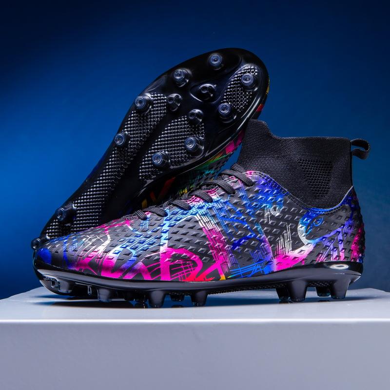 Football Shoes High Top Camouflage World Cup Professional Match Long Nail Sneakers Popular Tf Broken Nail Football Shoes