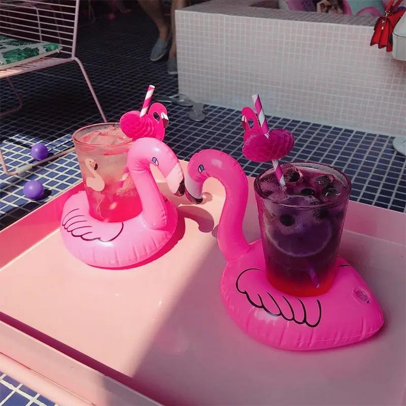 Air Mattresses for Cup Inflatable Flamingo Drinks Cup Holder Pool Floats Bar Coasters Floatation Devices Cute Toy Drink Holder