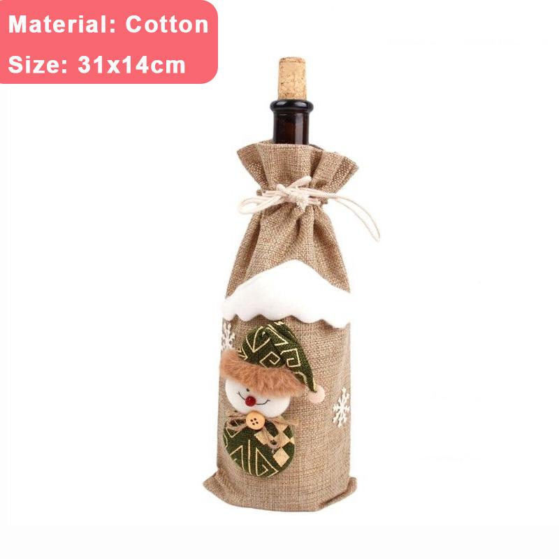 2/1Pcs Creative Christmas Wine Bottle Set Golden Velvet Dress Santa Claus Wine Bottle Cover Xmas New Year Dinner Table Decors