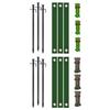 Green Recyclable Ground Stake Dowels Set 30cm Size Iron Nylon with 40cm Straps for Flexible Outdoor Use Long Lasting