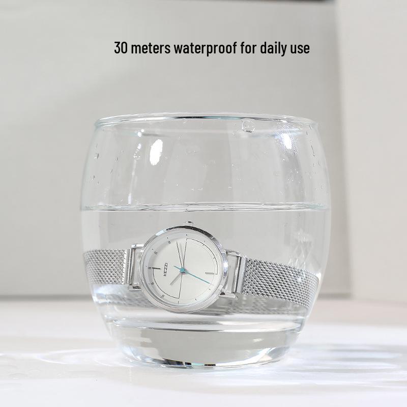 2023 Kezzi Minimalist French Niche Waterproof Couple Watches for Women, Mesh Band Pair