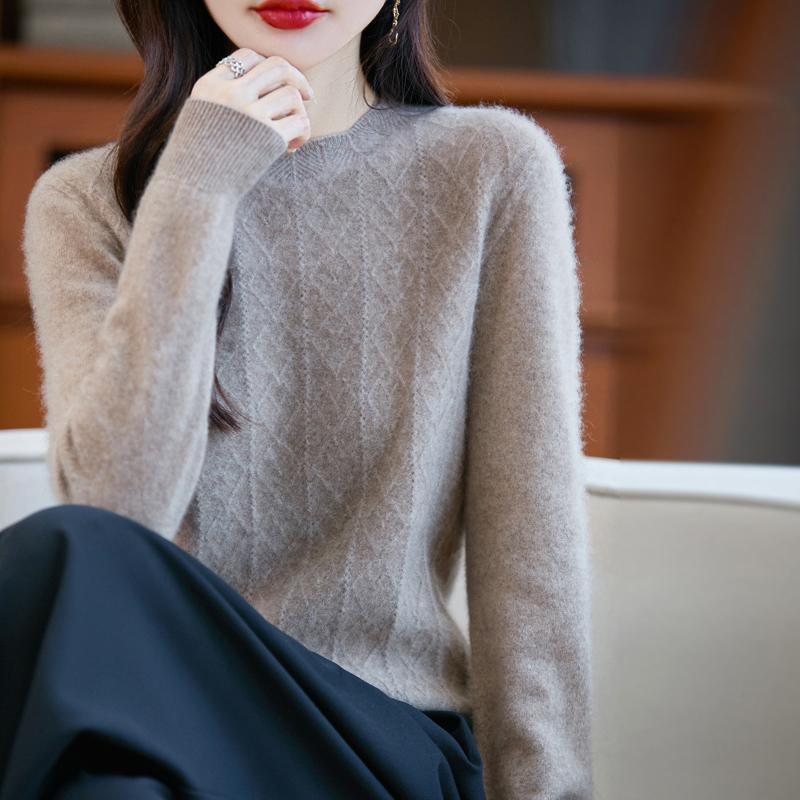 Dámský kašmírový svetr Kašmír Qinghe 30% kašmír 70% vlna podzimní a zimní pulovr hřejivý a módní
