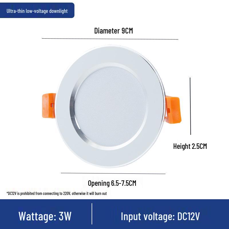 Low Voltage 12V-36V Ultra-Thin LED Downlight for RVs and Boats, 24V Driver-Free, Embedded Design.