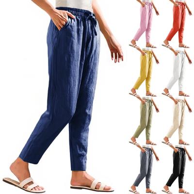 Women's Cropped Pants Stralght Pants With Pockets Lightweight Caual Loose  Trousers