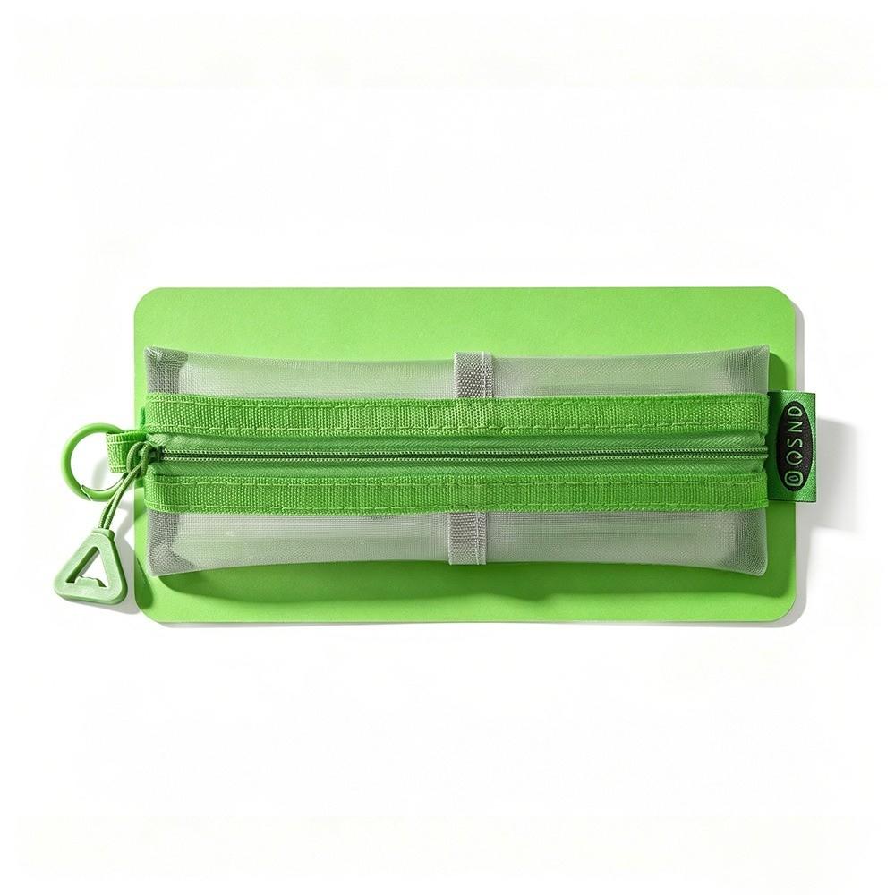 Elastic Strap Zipper Pencil Case Mesh Fabric Stationery Organizer Mesh Pen Pouch School Supplies