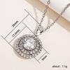 Women Round Stone Pendant Necklace with Double Sparkling Halo Elegant Bridal Inspired Jewelry