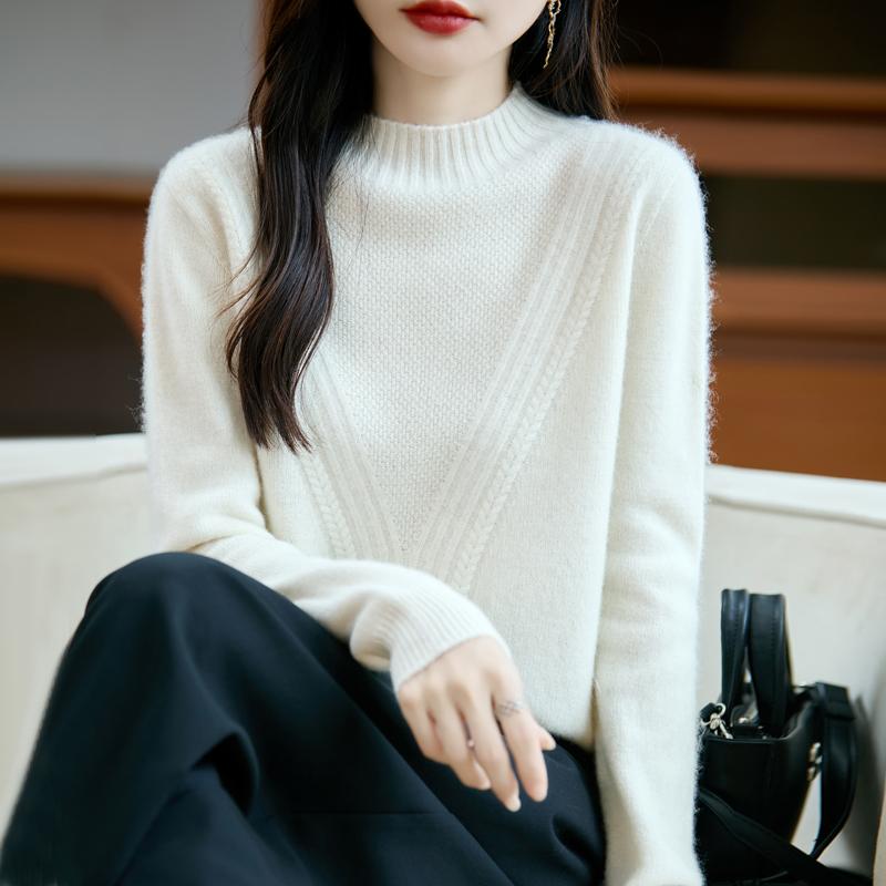 Dámský kašmírový svetr Kašmír Qinghe 30% kašmír 70% vlna podzimní a zimní pulovr hřejivý a módní