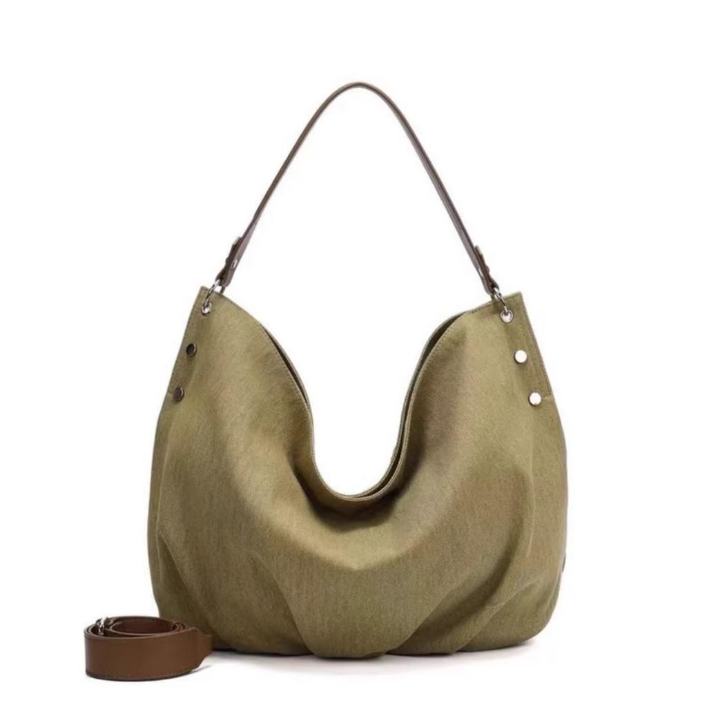 Large capacity canvas tote bag women's early autumn style simple trend lightweight versatile shoulder messenger bag