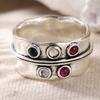 Vintage Inlaid Multicolored Stone Surround Women's Ring CopperColor Hand Carving Daily Wear Party Jewelry Anniversary Gift