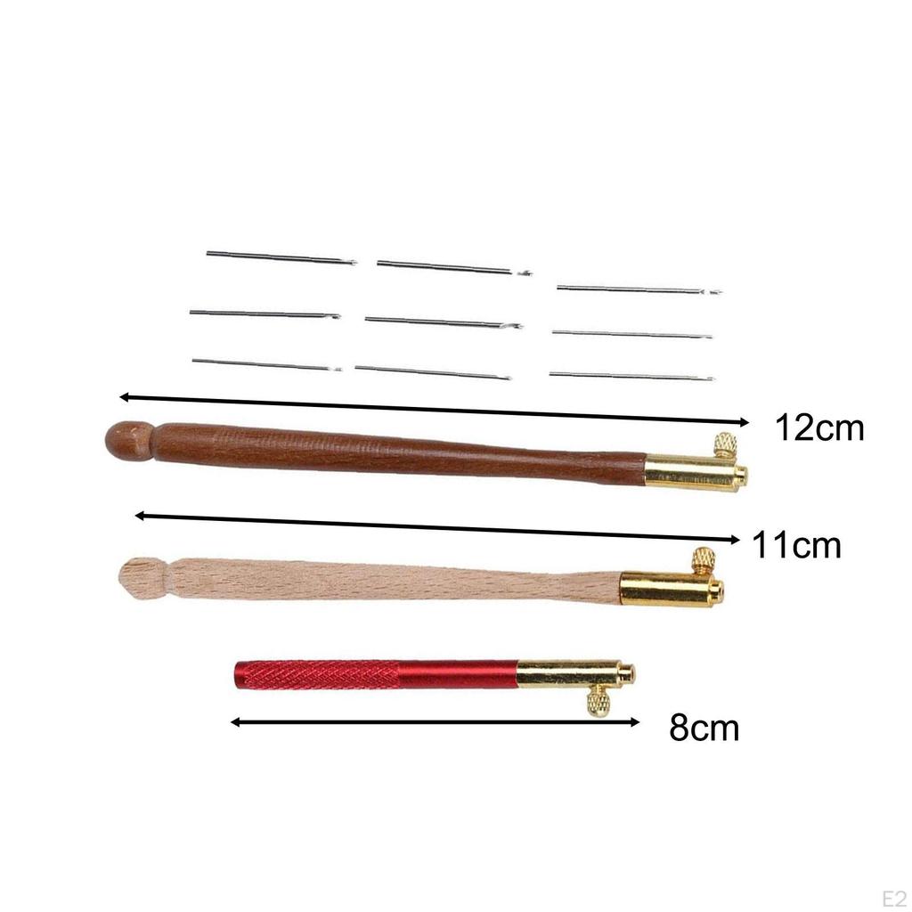 Embroidery Crochet Hooks Craft Tool DIY Non Slip Sewing Professional Ergonomic Wooden Handle Sequin