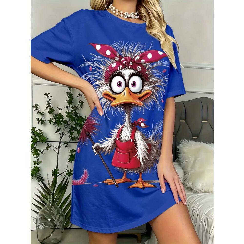 Women'S Fun Sleep Round Neck Nightgown, 'Let Me Sleep' Letter Polka Dot Printed Loose T-Shirt