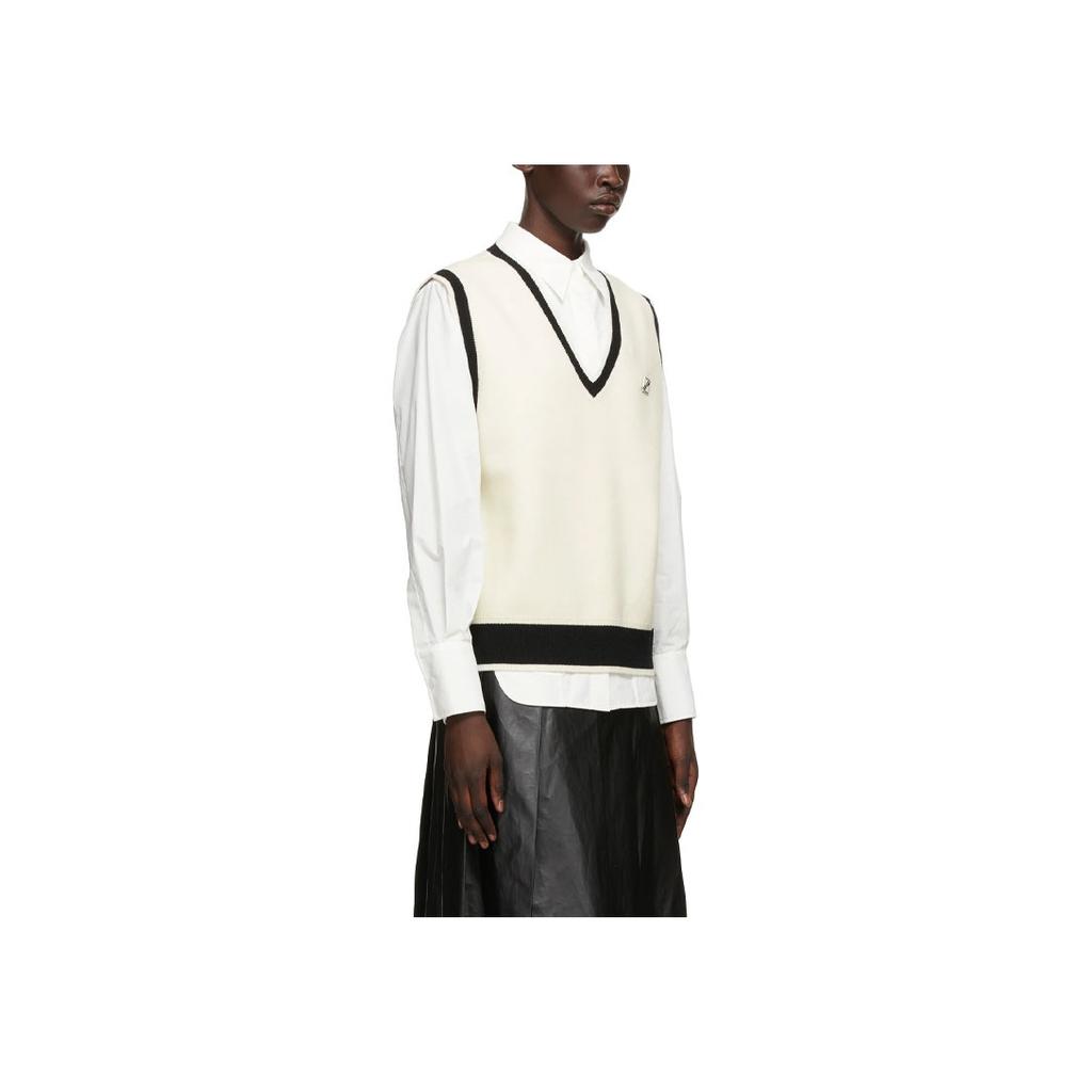 We11done Logo Metal Detail Knit Vest Ivory Unisex Outerwear Cream WD-KV1-21-612-U-IV
