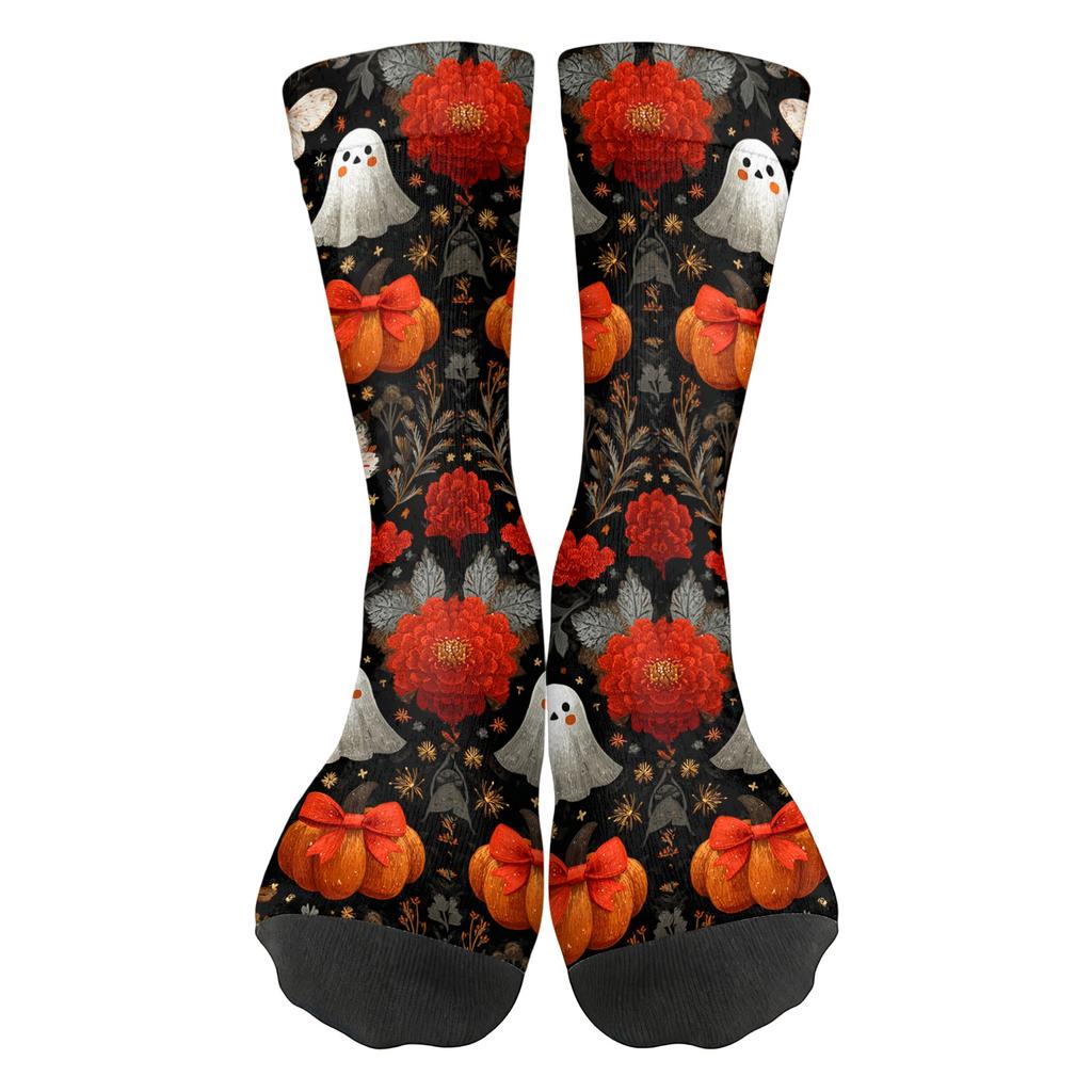 Unisex Mid-Calf Socks with Halloween Print Breathable Comfort Fit for Casual Wear