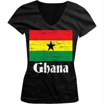 Distressed Ghana Country Flag Ghanaian Pride Nationality Juniors V Neck Unisex T-shirt