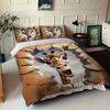 3D Giraffe Print Duvet Cover Set with Pillowcase Animal ThemeAll-Season Bedding Polyester Fabric Machine Washable Digital Print