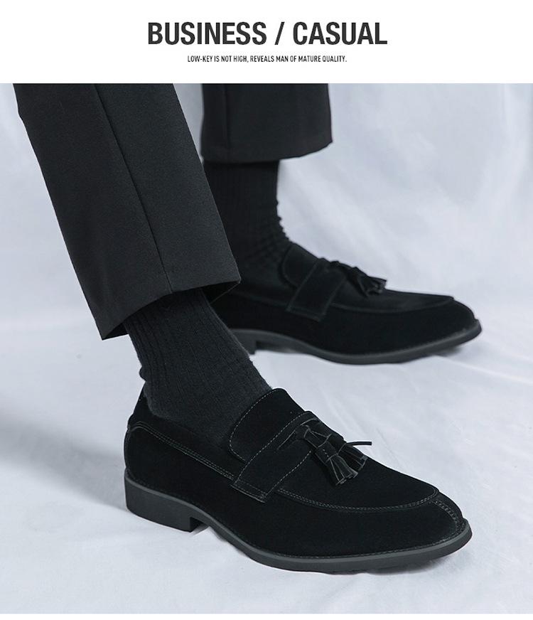 Men's Plus Size Matte Leather Tassel Loafers: Pointed Toe Business Casual Dress Shoes