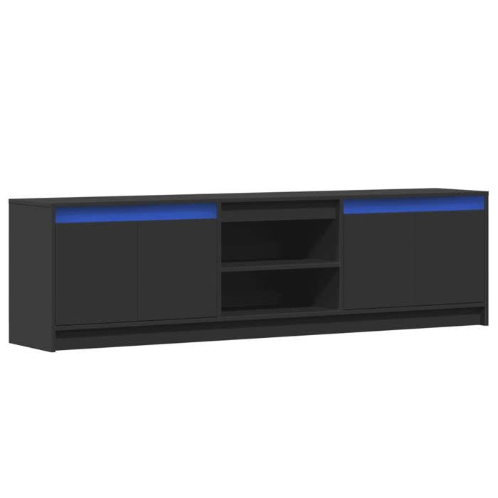 VidaXL TV Stand with LED Black 180x34x50 Cm Engineered Wood, TV Bench, Hi-fi Cabinet, Entertainment Center, TV Sideboard, 3307913