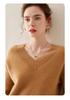 Women's V-neck Pure Cashmere Ribbed Stitch Loose Sweater - Autumn/Winter Thick, Skin-friendly Base Layer
