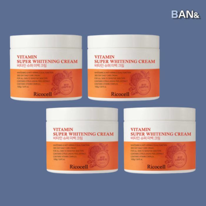 [Ricocell] Whitening Vitamin Moisture Cream 100g (4ea) Super Elasticity, Gloss, Tone-Up, Moisturizing, Large Capacity (17503265)