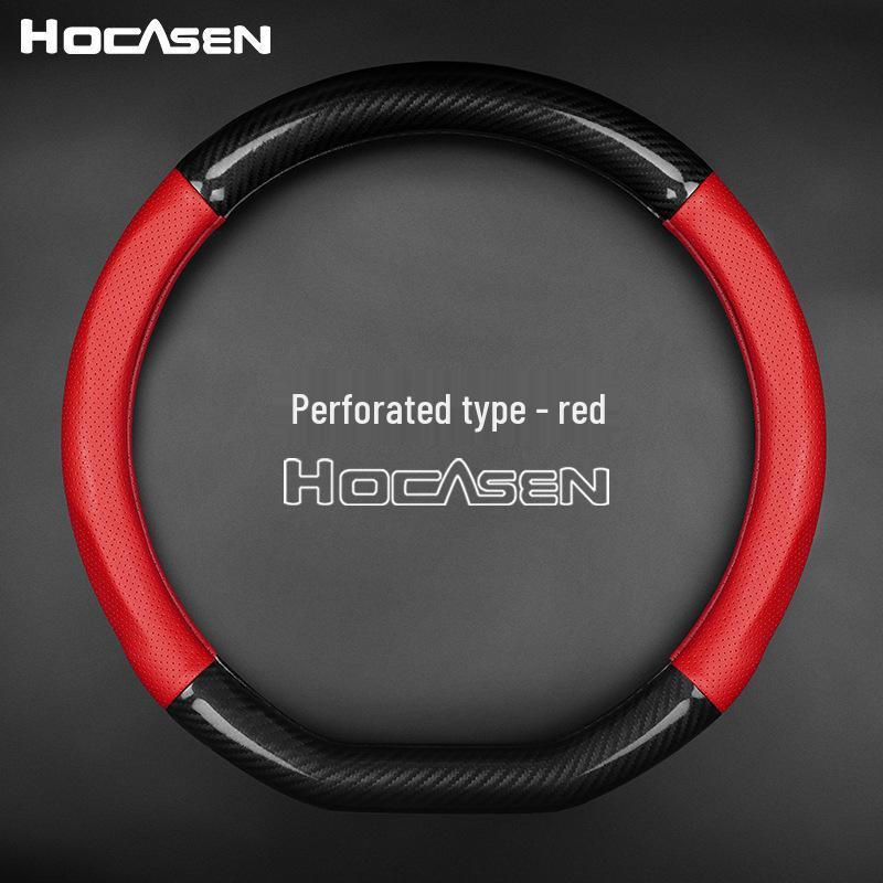 Lynk & Co Genuine Leather D-Shaped Steering Wheel Cover for New Energy Cars - Non-Slip, Suede Finish.