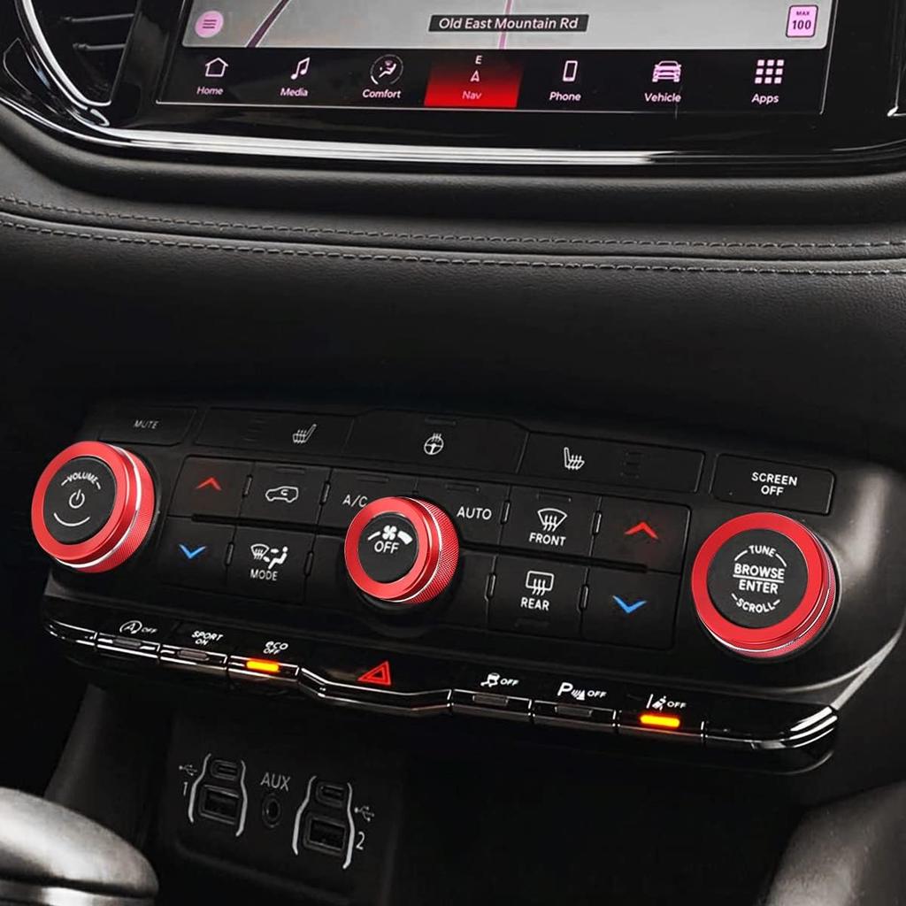 Auovo Volume Knob Tune Knob Air Conditioner Knob Covers Compatible for Durango 2021 2022 2023 2024 Car Interior Trim Decorations Air Conditioner
