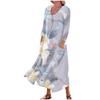 Women's Casual Comfortable Floral Print Three Quarter Sleeves Cotton Pocket Dress
