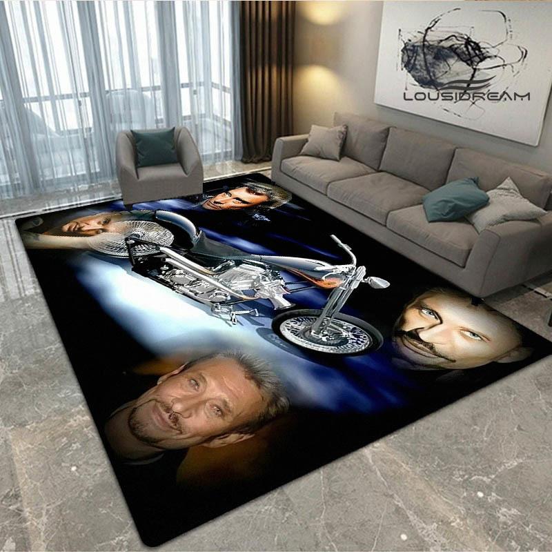 Johnny Hallyday bedruckter Teppich Rutschfester Teppich Außen Teppiche Läufer Heimdekoration Yogamatte Teppich für Schlafzimmer Geburtstagsgeschenk