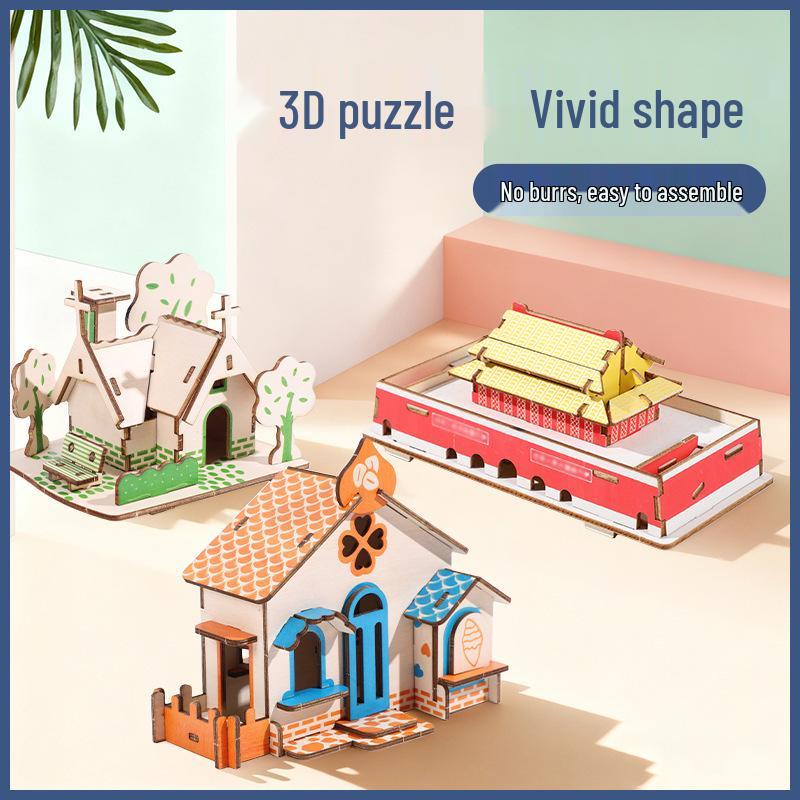 3D Wooden Puzzle Villa: DIY Small House Model for Boys and Girls