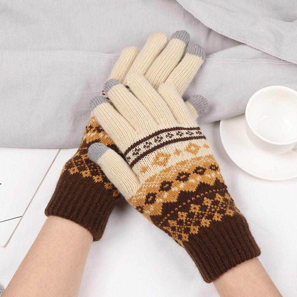 Women Men Thick Warm Touch Screen Mittens Knitted Full Finger Gloves Winter Gloves