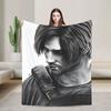Warm Comfy Throw Blanket Camping Leon Kennedy Death Island Poster Blanket  Flannel Bedspread For Couch Chair Funny Bed Cover