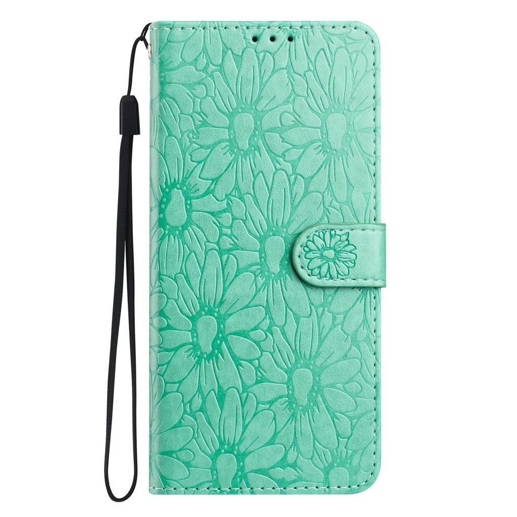 Applicable to iPhone17 leather case Samsung S26 small daisy embossed flip card mobile phone leather case Pixel 10A