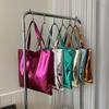 Glossy Tote Bag Women Shiny Solid Color Shoulder Bag High Capacity Faux Leather Handbag for Date Street Party Shopping