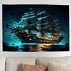 A Mysterious Midnight Voyage Tapestry: Embark On a Magical Journey with This Stunning Wall Art Featuring a GhostlyShip Sailing