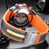 PAULAREIS Masculino Automático Auto Vento Mecânico Pulseira de Borracha de Lona Laranja Azul Vermelho Multifuncional Data Mês Relógio