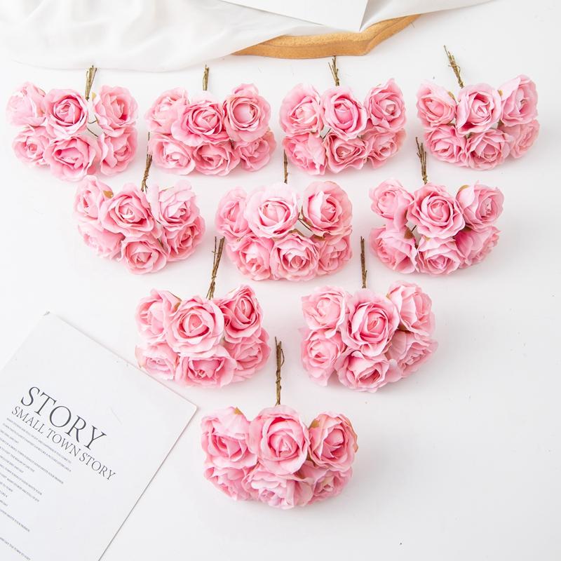 Artificial Flowers Fake Rose Brial Bouquet Festival Garland Accessorie Home Room Floral Arrangement Wedding Decor Scrapbook Gift