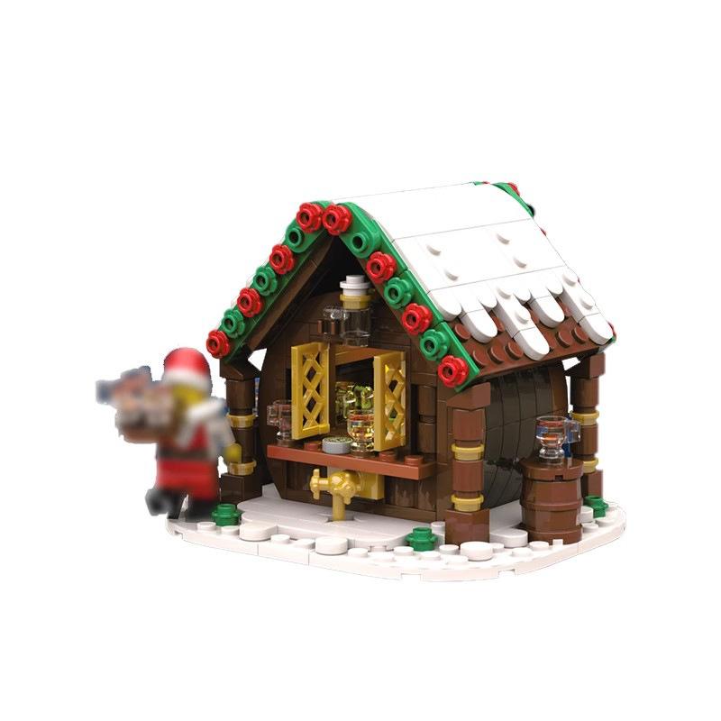 Compatible With Building Blocks MOC-166236 Christmas Beer Stall Shop Assembled Christmas Building Blocks Toy Model Ornaments Building