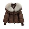 Winter new fox big fur collar down jacket women's short loose thickened white duck down fur jacket