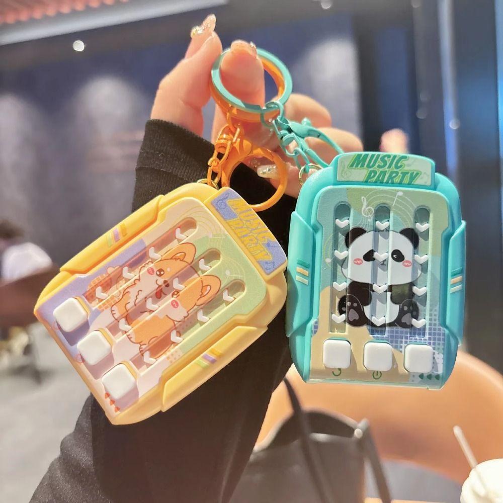 Cartoon Dancing Machine Keychain Rhythm Game Fast Push Rhythm Game Machine  Electric