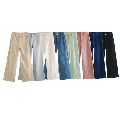 Frühling Sommer Damenmode Gerades Bein Hohe Taille Jeans