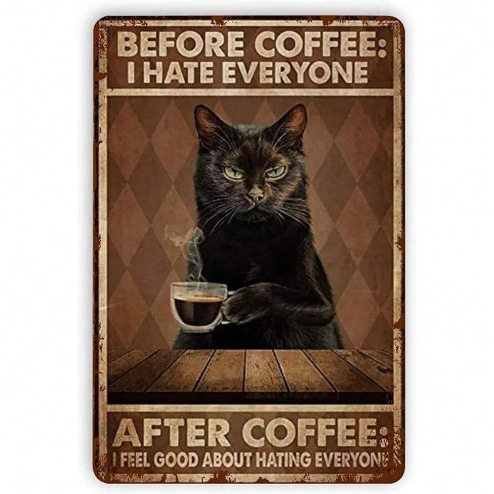 Cat Tin Sign Vintage Metal Wall Art 8x12 Inch Rustic Home Decor