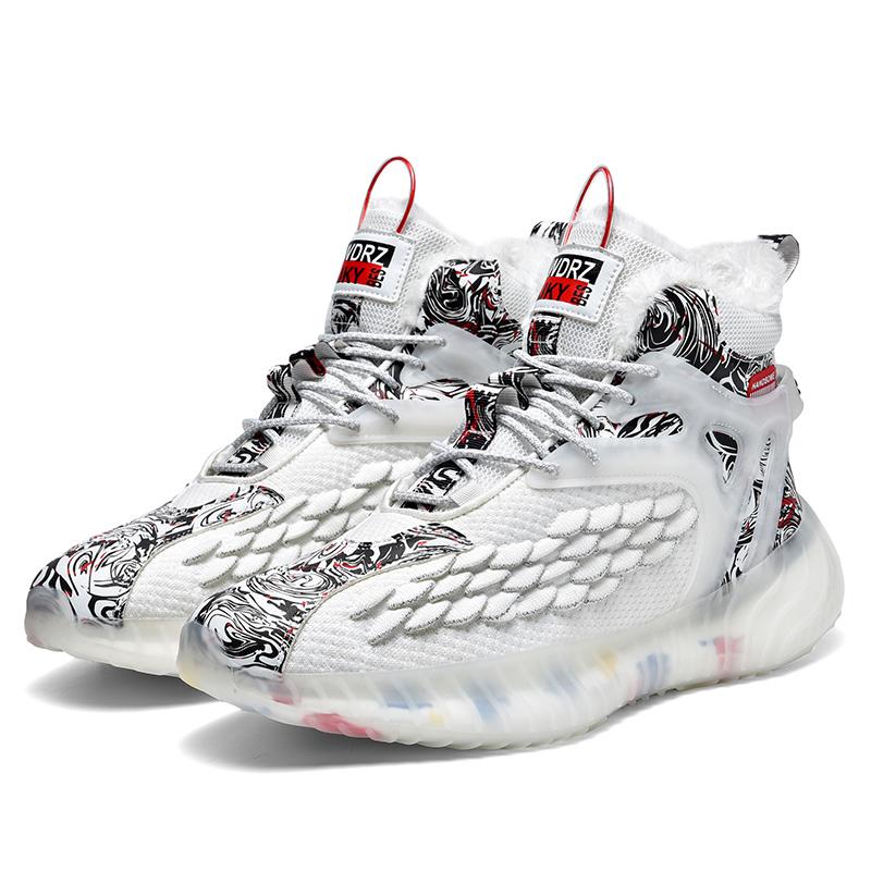 TUINANLE Męskie buty zimowe z dodatkiem kaszmiru, ciepłe, bawełniane, do biegania, sportowe, rekreacyjne, trampki z wysoką cholewką