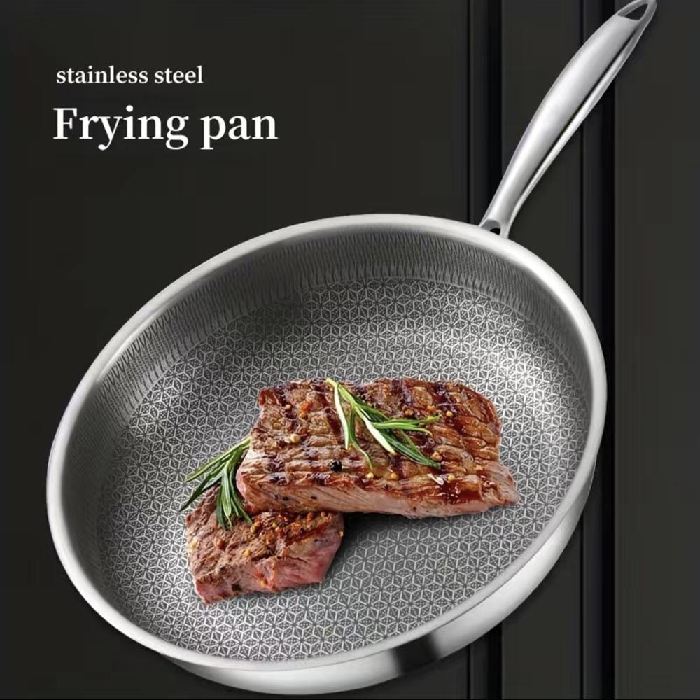 Non-Stick German Stainless Steel Wok Pan with Honeycomb Design for Induction & Gas Cookers