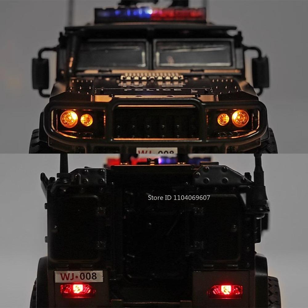 1:32 Scale SWAT Armored Police Car Model Toy Metal Diecast Pull Back Shock Absorption Heavy Truck Toys Sound Light Gift for Kids