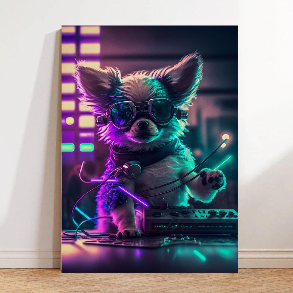 Punk Neonlicht Zukunft Tiere Katze Hund Löwe Panda Pferd Poster Nordische Wandkunst Druck Leinwand Malerei Bilder Wohnzimmer Dekor