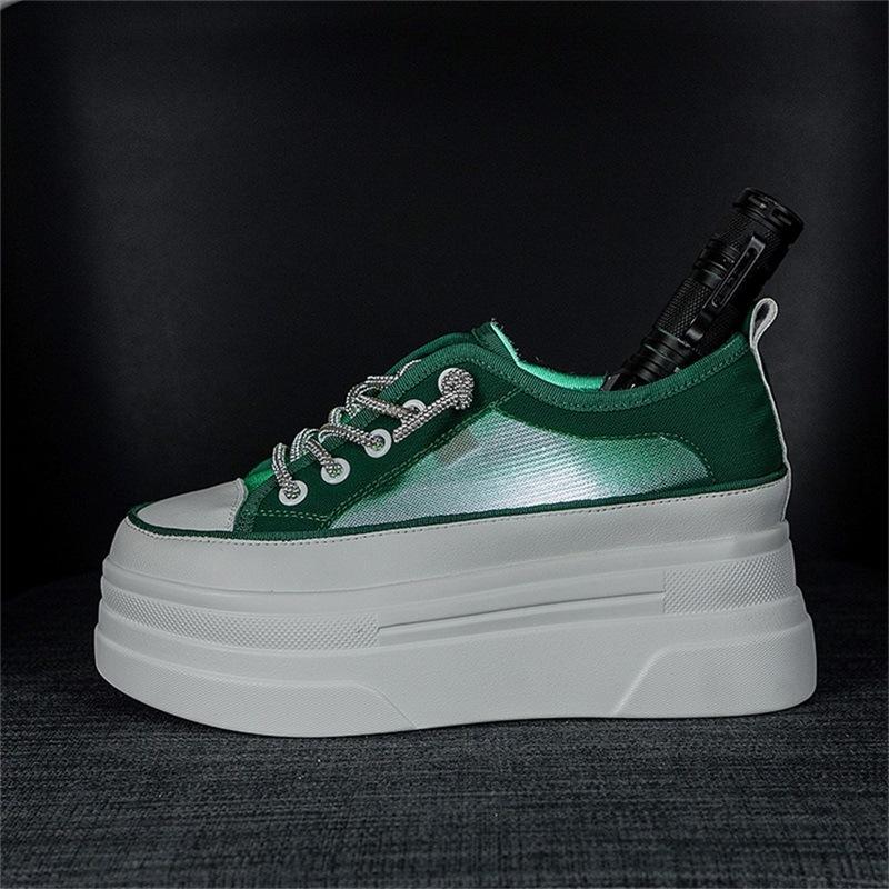 Thick-soled Little White Shoes Women's Tide Summer Versatile Ice Silk Mesh Casual Board Shoes Muffin Inner Height-increasing Women's Shoes