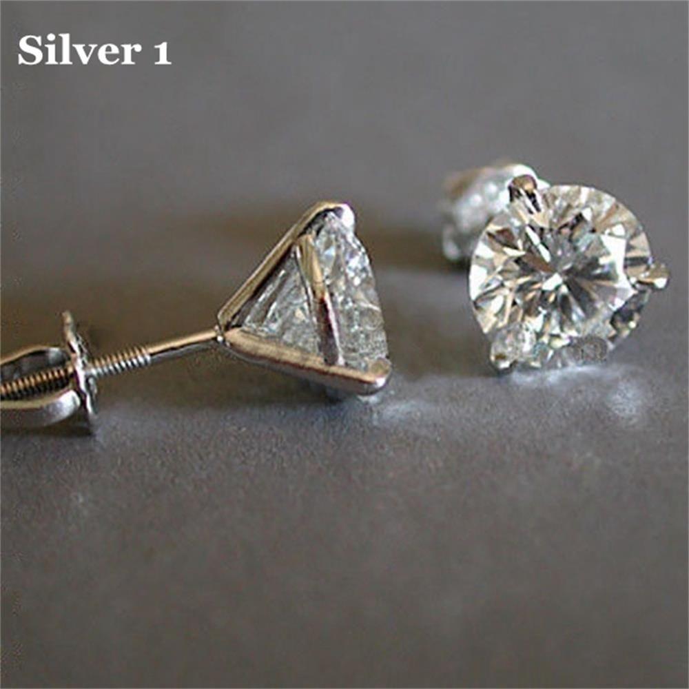 

Модные ювелирные изделия Подарки Женщины Мужчины Цирконий Трехзубцовый круглый бриллиант Мартини 1 карат гвоздик Silver 1