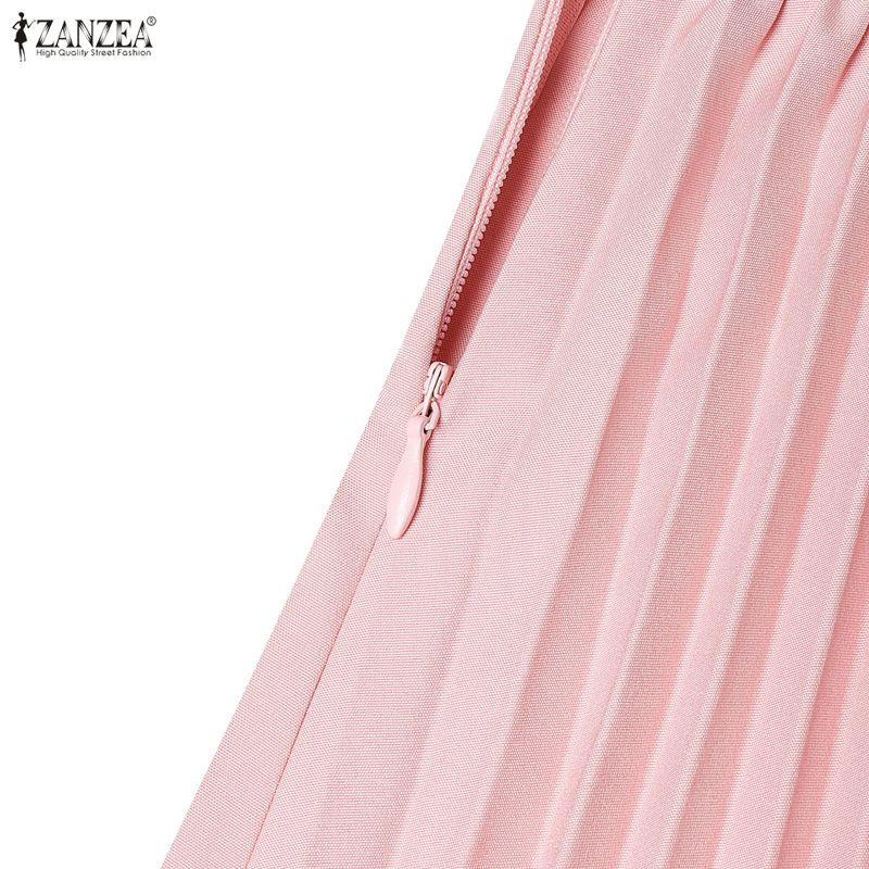 ZANZEA Women Elegant Casual V-Neck Solid Color Sleeveless Dress