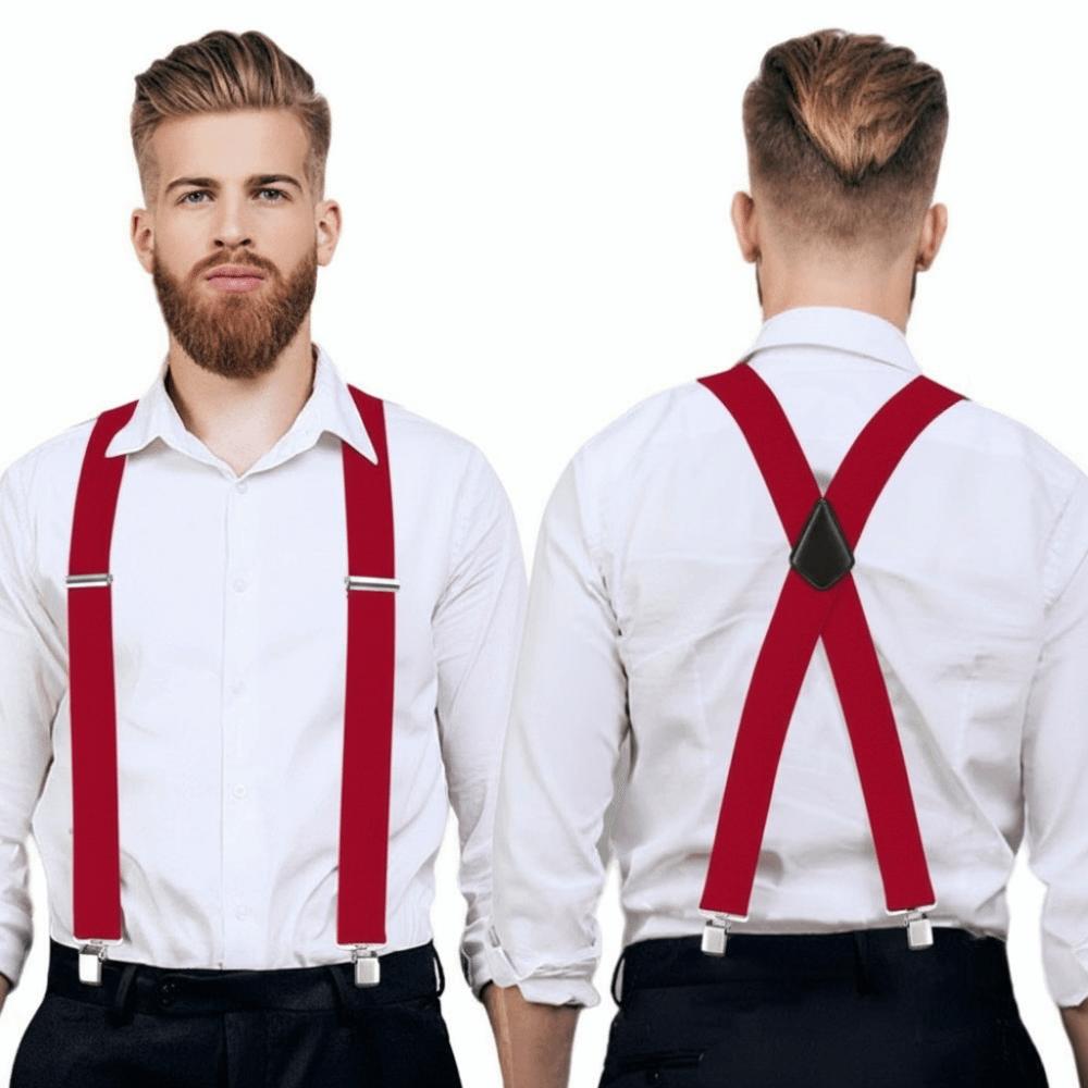 5cm Wide X-Type Suspenders Solid Color Elastic Pants Braces Simple Adjustable Suspenders Business